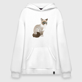 Худи SuperOversize хлопок с принтом Grumpy Cat в Курске, 70% хлопок, 30% полиэстер, мягкий начес внутри | карман-кенгуру, эластичная резинка на манжетах и по нижней кромке, двухслойный капюшон
 | grumpy cat | грустный кот | кот мем | мем | сердитая кошка