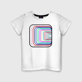 Детская футболка хлопок с принтом Иллюзия (Квадрат) в Курске, 100% хлопок | круглый вырез горловины, полуприлегающий силуэт, длина до линии бедер | диско | зрение | иллюзии | квадрат | куб | обман | полосы | радуга | узор | шар | шахматы
