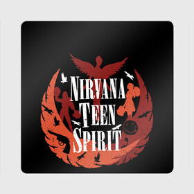 Магнит виниловый Квадрат с принтом NIRVANA TEEN SPIRIT в Курске, полимерный материал с магнитным слоем | размер 9*9 см, закругленные углы | art | cobain | curt | girl | grunge | metal | music | nirvana | punk | rock | spiritm | usa | гранж | группа | кобэйн | курт | метал | музыка | нирвана | панк | рисунок | рок | сша