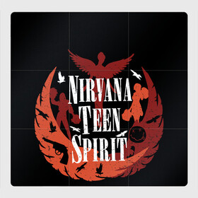 Магнитный плакат 3Х3 с принтом NIRVANA TEEN SPIRIT в Курске, Полимерный материал с магнитным слоем | 9 деталей размером 9*9 см | art | cobain | curt | girl | grunge | metal | music | nirvana | punk | rock | spiritm | usa | гранж | группа | кобэйн | курт | метал | музыка | нирвана | панк | рисунок | рок | сша