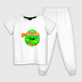 Детская пижама хлопок с принтом Микеланджело с пиццей в Курске, 100% хлопок |  брюки и футболка прямого кроя, без карманов, на брюках мягкая резинка на поясе и по низу штанин
 | Тематика изображения на принте: donatello | leonardo | michelangelo | ninja | pizza | raphael | turtles | донателло | животные | карате | комикс | комиксы | леонардо | микеланджело | мультфильм | мутант | мутанты | ниндзя | пицца | рафаэль | сплинтер | супергерой