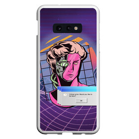 Чехол для Samsung S10E с принтом Vaporwave Cyborg Statue в Курске, Силикон | Область печати: задняя сторона чехла, без боковых панелей | aesthetic | critical | cyberpunk | error | geometry | retrowave | sun | windows | вапорвейв | вейпорвейв | виндоус | геометрия | киберпанк | киборг | критическая ошибка | ошибка | паровая волна | ретровейв | солнце | статуя