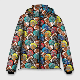 Мужская зимняя куртка 3D с принтом Американский Футбол в Курске, верх — 100% полиэстер; подкладка — 100% полиэстер; утеплитель — 100% полиэстер | длина ниже бедра, свободный силуэт Оверсайз. Есть воротник-стойка, отстегивающийся капюшон и ветрозащитная планка. 

Боковые карманы с листочкой на кнопках и внутренний карман на молнии. | Тематика изображения на принте: american football | nfl | rugby | rugby 7 | американский футбол | бутсы | ворота | гол | защитник | игра | клуб | лига | мяч | нфл | пенальти | регби | регби 7 | регбилиг | соревнования | спорт | стадион | форвард
