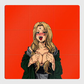 Магнитный плакат 3Х3 с принтом Ahegao Цунаде в Курске, Полимерный материал с магнитным слоем | 9 деталей размером 9*9 см | Тематика изображения на принте: ahegao | anime | anime girl | ахегао | девушка | охегао | семпай | цунаде | цунадэ