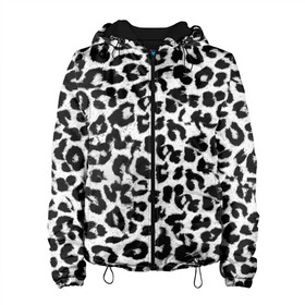 Женская куртка 3D с принтом Снежный Барс в Курске, ткань верха — 100% полиэстер, подклад — флис | прямой крой, подол и капюшон оформлены резинкой с фиксаторами, два кармана без застежек по бокам, один большой потайной карман на груди. Карман на груди застегивается на липучку | cheetah | leopard | wool | барс | леопард