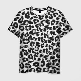 Мужская футболка 3D с принтом Снежный Барс в Курске, 100% полиэфир | прямой крой, круглый вырез горловины, длина до линии бедер | cheetah | leopard | wool | барс | леопард