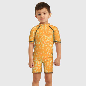 Детский купальный костюм 3D с принтом оранжевая еда в Курске, Полиэстер 85%, Спандекс 15% | застежка на молнии на спине | Тематика изображения на принте: еда | кофе | овощи | пончики | фрукты | чай