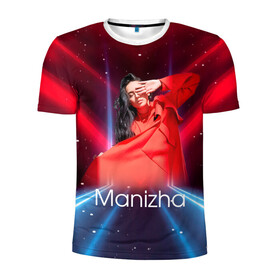 Мужская футболка 3D спортивная с принтом Манижа  Manizha в Курске, 100% полиэстер с улучшенными характеристиками | приталенный силуэт, круглая горловина, широкие плечи, сужается к линии бедра | manizha | далеровна | душанбе | евровидение | евровидение 2021 | манижа | певица | таджикистан | хамраева