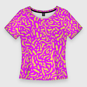 Женская футболка 3D Slim с принтом Абстрактные узоры в Курске,  |  | abstract | military | neon | pattern | pink | purple | texture | абстракция | бактерии | волны | восточные | гламур | желтые узоры | камуфляж | кудрявые | милитари | нежные | неоновые | орнамент | паттерн | пятна | резьба