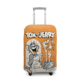 Чехол для чемодана 3D с принтом Том и Джерри в Курске, 86% полиэфир, 14% спандекс | двустороннее нанесение принта, прорези для ручек и колес | tom  jerry | tom and jerry | vdzabma | джерри | том | том  джерри | том и джерри