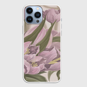 Чехол для iPhone 13 Pro Max с принтом Сахарный розовый в Курске,  |  | flowers | sugar pink | бутоны | весна | женственность | нежность | природа | тюльпан | флавер | цветы