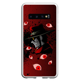 Чехол для Samsung Galaxy S10 с принтом Хеллсинг Hellsing в Курске, Силикон | Область печати: задняя сторона чехла, без боковых панелей | alucard | crazy | devil | eyes | hellsing | horror | human | red | smile | алукард | аниме глаза | аниме персонажи | вампир | герои аниме | глаза | демон | дьявол | злой | зрачки | манга | нечисть | смех | улыбка | хеллсинг | хельсинг