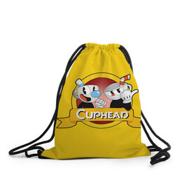 Рюкзак-мешок 3D с принтом CUPHEAD КАПХЕД в Курске, 100% полиэстер | плотность ткани — 200 г/м2, размер — 35 х 45 см; лямки — толстые шнурки, застежка на шнуровке, без карманов и подкладки | cuphead | боссы | игра | капхед