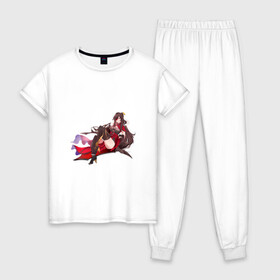 Женская пижама хлопок с принтом Бей Доу в Курске, 100% хлопок | брюки и футболка прямого кроя, без карманов, на брюках мягкая резинка на поясе и по низу штанин | арт | бей доу | боевая девушка | бэй доу | милая девушка | рисунок