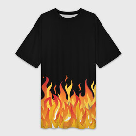 Платье-футболка 3D с принтом ОГОНЬ И НИЧЕГО ЛИШНЕГО в Курске,  |  | blaze | cs go | csgo | блазе | блейз | вектор | кс го | ксго | на черном фоне | нечего лишнего | огонь | пламя | языки пламени