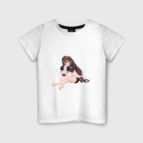 Детская футболка хлопок с принтом Отдыхающая Ху Тао в Курске, 100% хлопок | круглый вырез горловины, полуприлегающий силуэт, длина до линии бедер | арт | милая девушка | отдых | привидение | призрак | рисунок | ху тао
