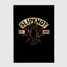 Постер с принтом Slipknot (1995) в Курске, 100% бумага
 | бумага, плотность 150 мг. Матовая, но за счет высокого коэффициента гладкости имеет небольшой блеск и дает на свету блики, но в отличии от глянцевой бумаги не покрыта лаком | metal | music | rock | slipknot | козел | логотип | металл | музыка | надпись | пентаграмма | рок | слипкнот | узор | цифры | чб | череп