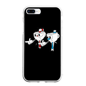 Чехол для iPhone 7Plus/8 Plus матовый с принтом CUPHEAD PULP FICTION в Курске, Силикон | Область печати: задняя сторона чехла, без боковых панелей | art | cartoon | cup | cuphead | devil | dice | fiction | game | king | mugman | pulp | the | арт | бос | босс | голова | демон | дьявол | игра | капхед | криминальное | магмен | мультик | мультфильм | платформер | чаша | чашка | человек | черт 