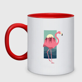 Кружка двухцветная с принтом Фламинго лес и закат в Курске, керамика | объем — 330 мл, диаметр — 80 мм. Цветная ручка и кайма сверху, в некоторых цветах — вся внутренняя часть | Тематика изображения на принте: africa | afrika | bird | double exposure | fashion | flamingo | forest | landscape | pink flamingo | summer | sunset | африка | двойная экспозиция | лес | лето | мода | нарисованный фламинго | пейзаж | птица | рисунок | розовый фламинго | тре