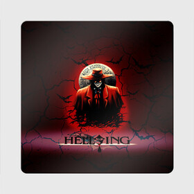 Магнит виниловый Квадрат с принтом HELLSING SSS в Курске, полимерный материал с магнитным слоем | размер 9*9 см, закругленные углы | bats | cracked | hellsing film | hellsing lettering | hellsing print | helsing | red | van hellsing | ван хельсинг | красный | летучие мыши | надпись хельсинг | принт хельсинг | трещены | фильм хельсинг | хельсинг