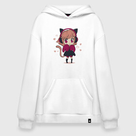 Худи SuperOversize хлопок с принтом Little kawaii anime girl в Курске, 70% хлопок, 30% полиэстер, мягкий начес внутри | карман-кенгуру, эластичная резинка на манжетах и по нижней кромке, двухслойный капюшон
 | anime | cute | girl | аниме | арт | девочка | девушка | манга | рисунок | уши