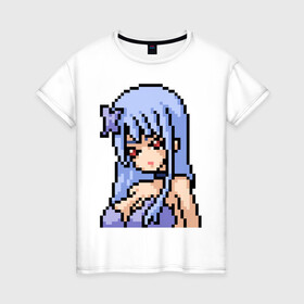 Женская футболка хлопок с принтом Pixel art anime girl в Курске, 100% хлопок | прямой крой, круглый вырез горловины, длина до линии бедер, слегка спущенное плечо | anime | art | girl | manga | pixel | аниме | арт | девушка | манга | пиксель