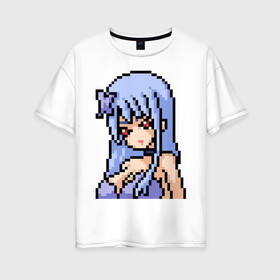 Женская футболка хлопок Oversize с принтом Pixel art anime girl в Курске, 100% хлопок | свободный крой, круглый ворот, спущенный рукав, длина до линии бедер
 | anime | art | girl | manga | pixel | аниме | арт | девушка | манга | пиксель