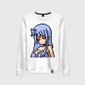 Женский свитшот хлопок с принтом Pixel art anime girl в Курске, 100% хлопок | прямой крой, круглый вырез, на манжетах и по низу широкая трикотажная резинка  | anime | art | girl | manga | pixel | аниме | арт | девушка | манга | пиксель