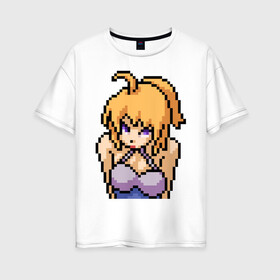 Женская футболка хлопок Oversize с принтом Pixel art anime в Курске, 100% хлопок | свободный крой, круглый ворот, спущенный рукав, длина до линии бедер
 | anime | art | girl | manga | pixel | аниме | арт | девушка | манга | пиксель