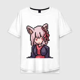 Мужская футболка хлопок Oversize с принтом Pixel art anime в Курске, 100% хлопок | свободный крой, круглый ворот, “спинка” длиннее передней части | anime | art | girl | manga | pixel | аниме | арт | девушка | манга | пиксель