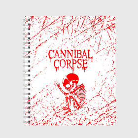 Тетрадь с принтом cannibal corpse в Курске, 100% бумага | 48 листов, плотность листов — 60 г/м2, плотность картонной обложки — 250 г/м2. Листы скреплены сбоку удобной пружинной спиралью. Уголки страниц и обложки скругленные. Цвет линий — светло-серый
 | cannibal | cannibal corpse | cannibal corpse butchered at birth | cannibal corpse eaten back to life | cannibal corpse hammer smashed face | corpse | death metal | металл | пластинки с металлическим лезвием | рок | труп каннибала