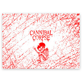 Поздравительная открытка с принтом cannibal corpse в Курске, 100% бумага | плотность бумаги 280 г/м2, матовая, на обратной стороне линовка и место для марки
 | cannibal | cannibal corpse | cannibal corpse butchered at birth | cannibal corpse eaten back to life | cannibal corpse hammer smashed face | corpse | death metal | металл | пластинки с металлическим лезвием | рок | труп каннибала