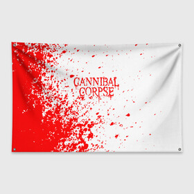 Флаг-баннер с принтом cannibal corpse в Курске, 100% полиэстер | размер 67 х 109 см, плотность ткани — 95 г/м2; по краям флага есть четыре люверса для крепления | cannibal | cannibal corpse | cannibal corpse butchered at birth | cannibal corpse eaten back to life | cannibal corpse hammer smashed face | corpse | death metal | металл | пластинки с металлическим лезвием | рок | труп каннибала