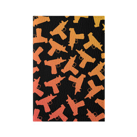 Обложка для паспорта матовая кожа с принтом Узи в Курске, натуральная матовая кожа | размер 19,3 х 13,7 см; прозрачные пластиковые крепления | Тематика изображения на принте: градиент | минимализм | оружие | пистолет автомат | узи