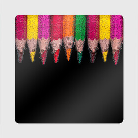Магнит виниловый Квадрат с принтом карандаши на черном фоне в Курске, полимерный материал с магнитным слоем | размер 9*9 см, закругленные углы | 3d | вода | карандаши | черный