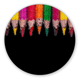 Коврик для мышки круглый с принтом карандаши на черном фоне в Курске, резина и полиэстер | круглая форма, изображение наносится на всю лицевую часть | 3d | вода | карандаши | черный