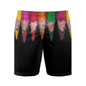 Мужские шорты спортивные с принтом карандаши на черном фоне в Курске,  |  | 3d | вода | карандаши | черный