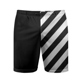 Мужские шорты спортивные с принтом Черно-Белые Полосы в Курске,  |  | black and white | lines | stripes | полосы | черно белый