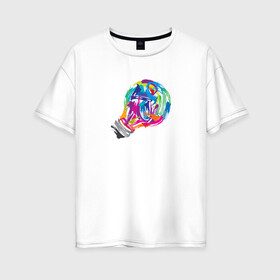 Женская футболка хлопок Oversize с принтом Лампочка в Курске, 100% хлопок | свободный крой, круглый ворот, спущенный рукав, длина до линии бедер
 | акварель | лампочка | мазки кистью | рисунок | цвета