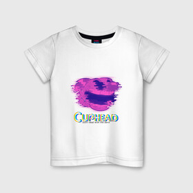 Детская футболка хлопок с принтом Cuphead Glitch в Курске, 100% хлопок | круглый вырез горловины, полуприлегающий силуэт, длина до линии бедер | glitch | голова | фиолетовый | чашка