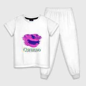 Детская пижама хлопок с принтом Cuphead Glitch в Курске, 100% хлопок |  брюки и футболка прямого кроя, без карманов, на брюках мягкая резинка на поясе и по низу штанин
 | glitch | голова | фиолетовый | чашка