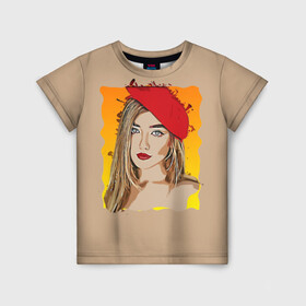 Детская футболка 3D с принтом Portrait в Курске, 100% гипоаллергенный полиэфир | прямой крой, круглый вырез горловины, длина до линии бедер, чуть спущенное плечо, ткань немного тянется | берет | девушка | портрет | художник