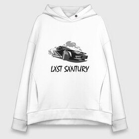 Женское худи Oversize хлопок с принтом LXST SXNTURY в Курске, френч-терри — 70% хлопок, 30% полиэстер. Мягкий теплый начес внутри —100% хлопок | боковые карманы, эластичные манжеты и нижняя кромка, капюшон на магнитной кнопке | 666 | drift | gdm | japan | memphis | music | nissan | phonk | rap | rds | s15 | silvia | стилов