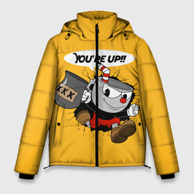 Мужская зимняя куртка 3D с принтом CUPHEAD в Курске, верх — 100% полиэстер; подкладка — 100% полиэстер; утеплитель — 100% полиэстер | длина ниже бедра, свободный силуэт Оверсайз. Есть воротник-стойка, отстегивающийся капюшон и ветрозащитная планка. 

Боковые карманы с листочкой на кнопках и внутренний карман на молнии. | Тематика изображения на принте: art | cartoon | cup | cuphead | devil | dice | game | king | mugman | the | арт | бос | босс | голова | демон | дьявол | игра | капхед | магмен | мультик | мультфильм | платформер | чаша | чашка | человек | черт