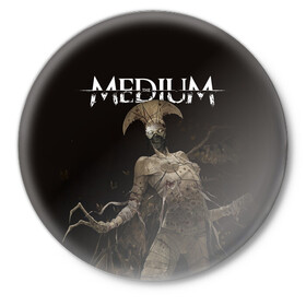 Значок с принтом The Medium Villain в Курске,  металл | круглая форма, металлическая застежка в виде булавки | horror | medium | the medium | марианна | медиум