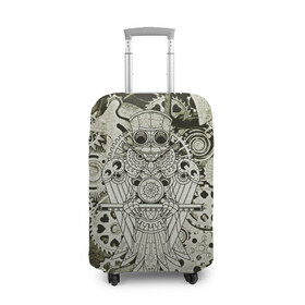 Чехол для чемодана 3D с принтом Стимпанк Сова в Курске, 86% полиэфир, 14% спандекс | двустороннее нанесение принта, прорези для ручек и колес | steam punk | steampank | steampunk | гранж | механизм | мода | ретро | сова | стиль | стимпанк | шестеренка