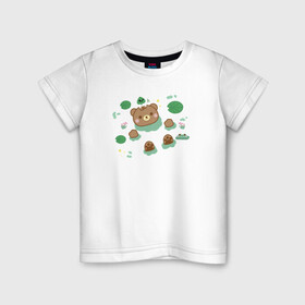 Детская футболка хлопок с принтом Swimming Teddy Bear в Курске, 100% хлопок | круглый вырез горловины, полуприлегающий силуэт, длина до линии бедер | bear | swiming | teddy | медведь | плавающий