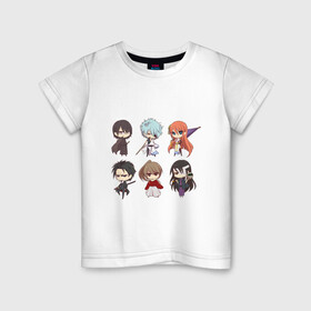 Детская футболка хлопок с принтом Gintama Characters в Курске, 100% хлопок | круглый вырез горловины, полуприлегающий силуэт, длина до линии бедер | anime | ginatama | manga | аниме | гинтама | друзья | манга