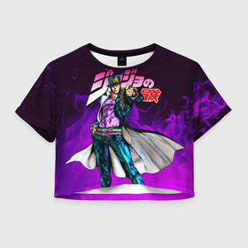 Женская футболка Crop-top 3D с принтом JOJO`S BIZARRE ADVENTURE в Курске, 100% полиэстер | круглая горловина, длина футболки до линии талии, рукава с отворотами | adventure | jojo | jojo s bizarre | jojo’s bizarre adventure | josuke | jotaro | jotaro kujo | killer queen | manga | yare yare daze | yoshikage | аниме | джоджо | манга | невероятные приключения джоджо | яре яре дазе