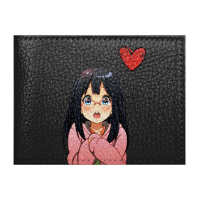 Обложка для студенческого билета с принтом Anime love в Курске, натуральная кожа | Размер: 11*8 см; Печать на всей внешней стороне | anime | аниме | девушка | очки | сердце | смущение | тян